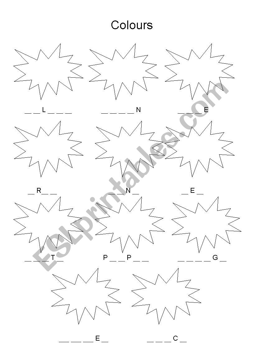 Colours worksheet