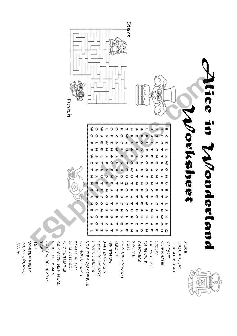 Alice in Wonderland Worksheet worksheet