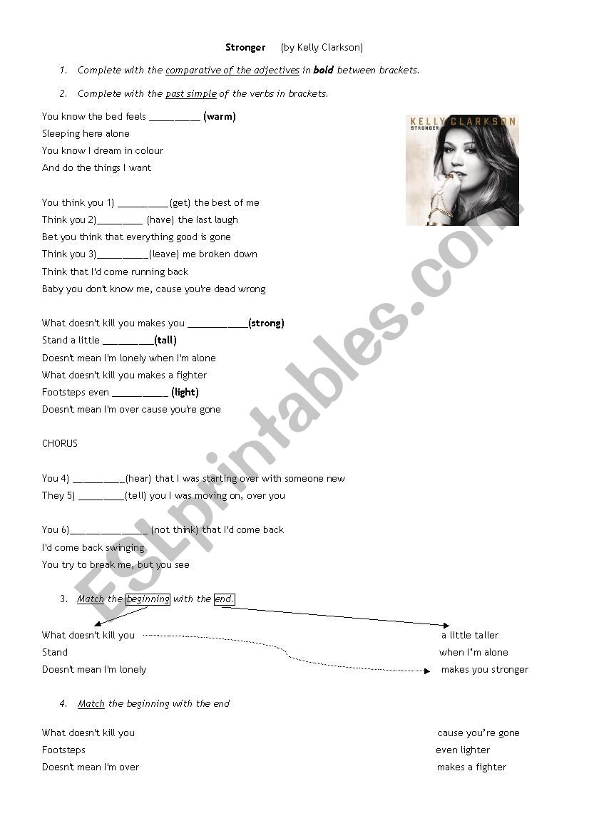 Stronger by Kelly Clarkson worksheet