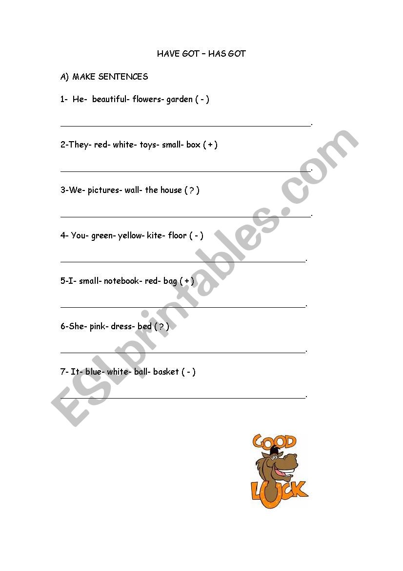 have got -has got worksheet