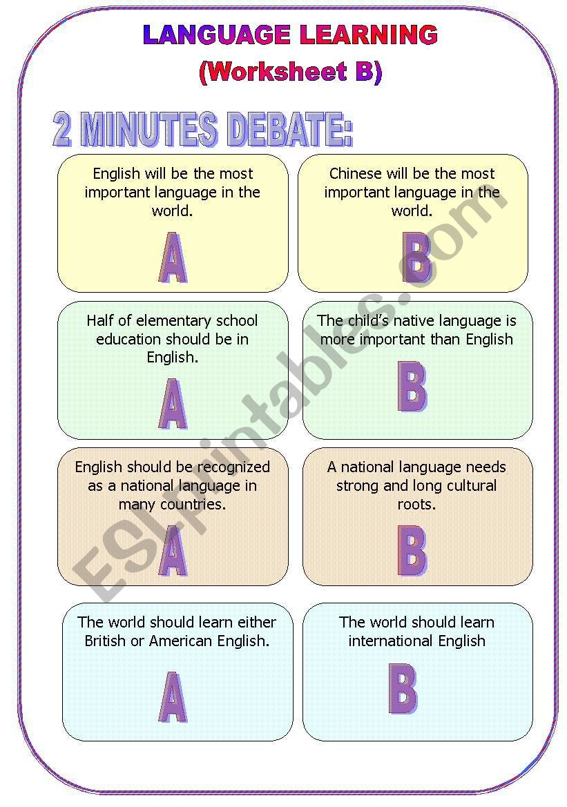 Language Learning (B) worksheet