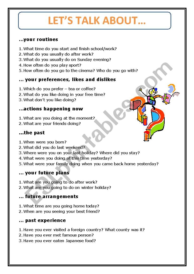 LetÂ´s talk about.... worksheet