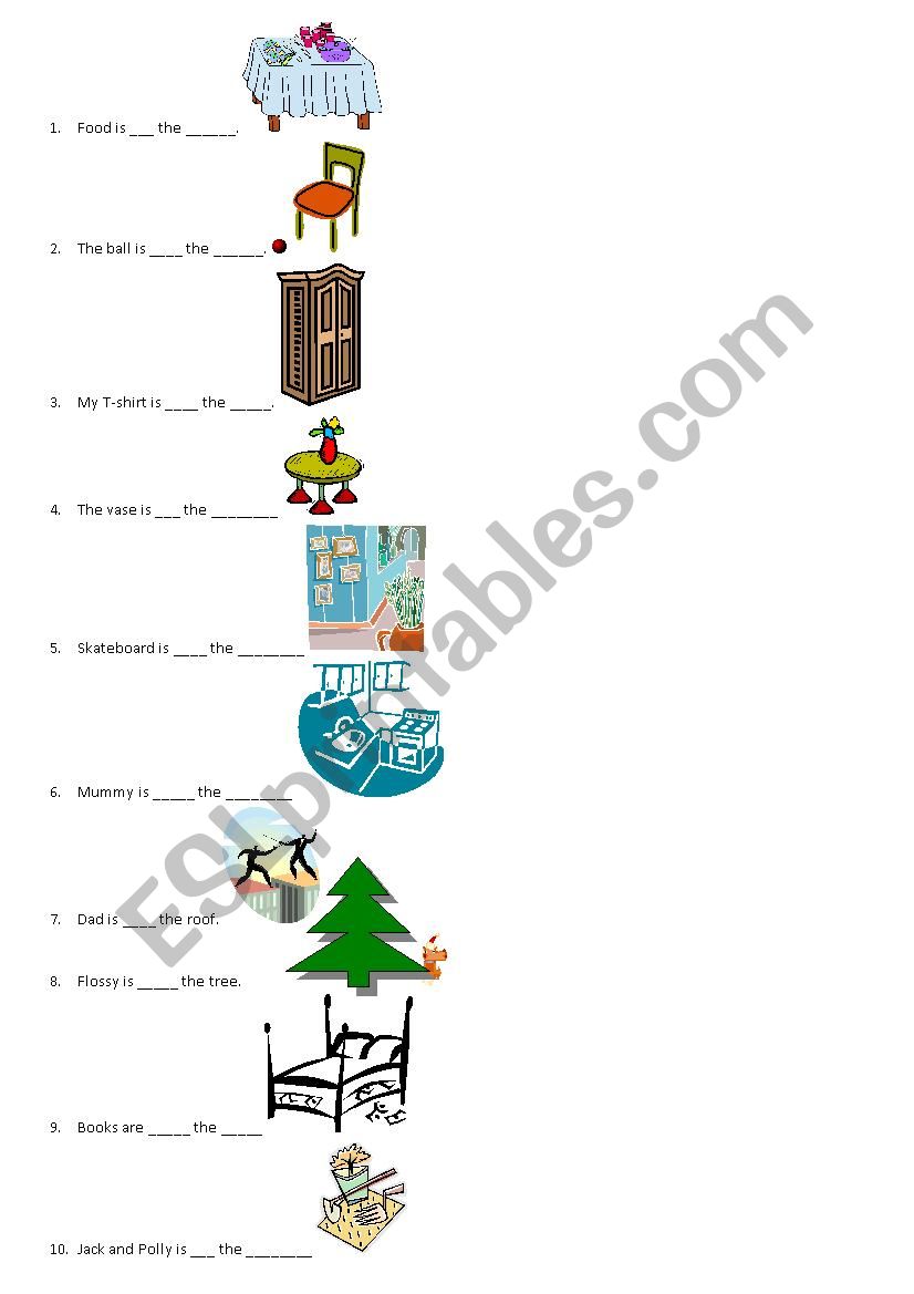 Prepositions (in/on/under) worksheet