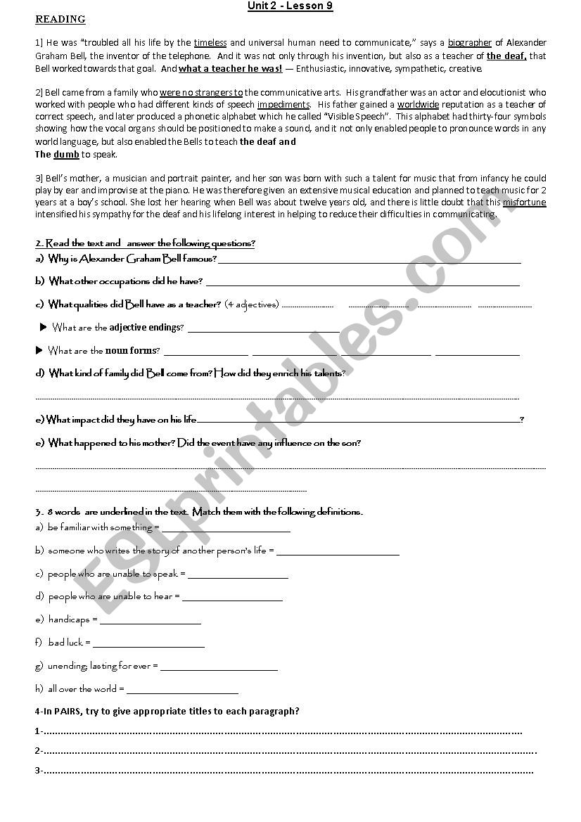 alexander graham bell worksheet