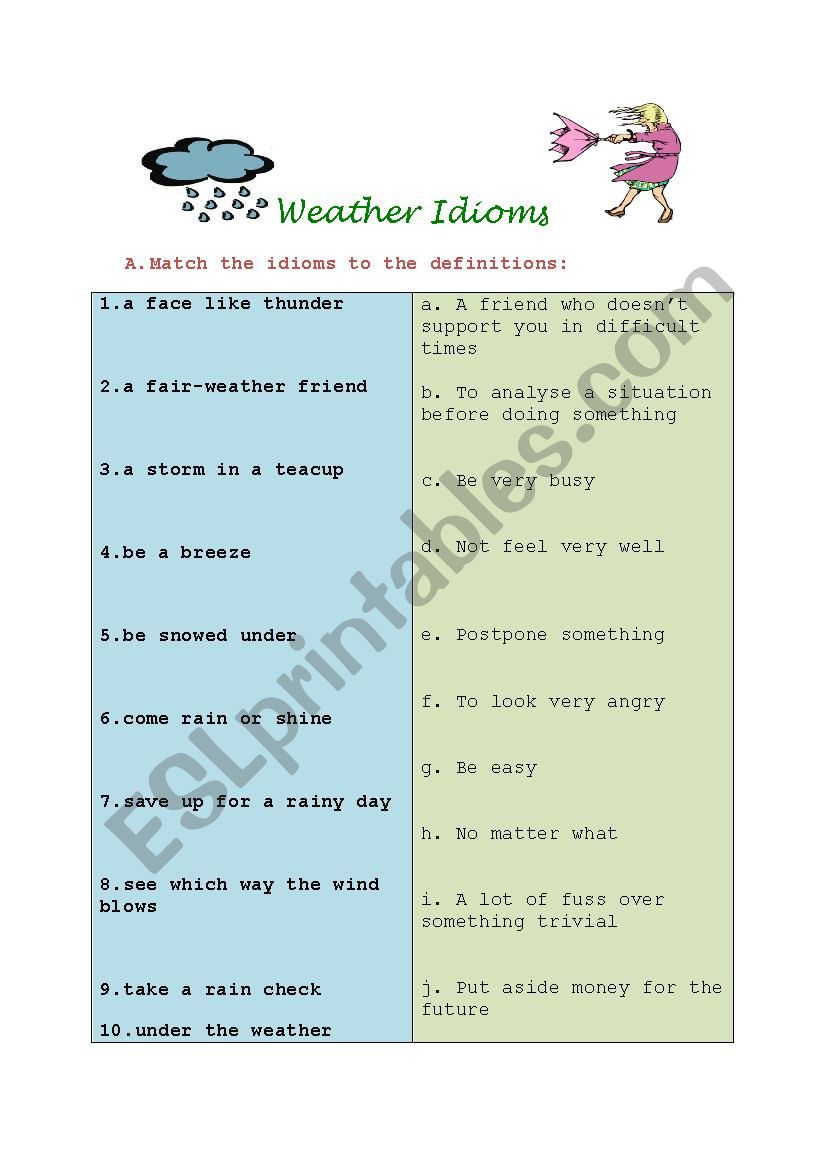 Weather Idioms worksheet