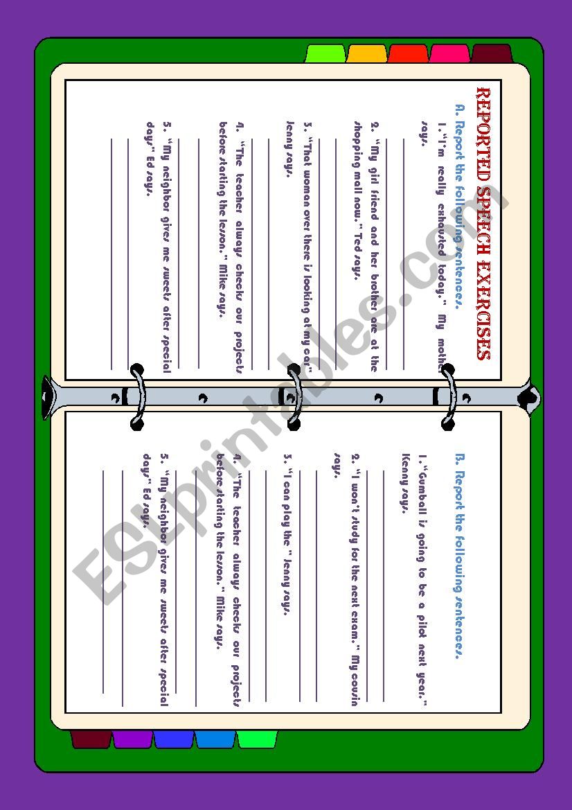 reported speech worksheet