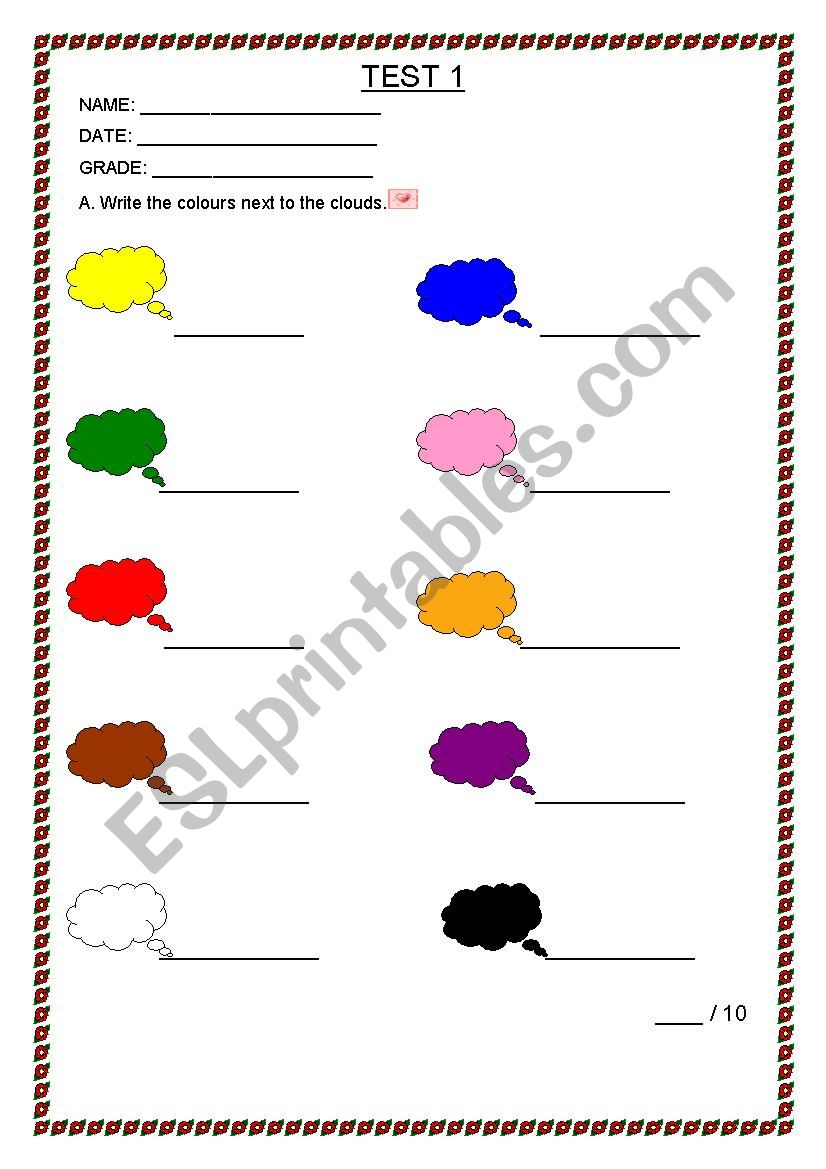 test for young learners worksheet