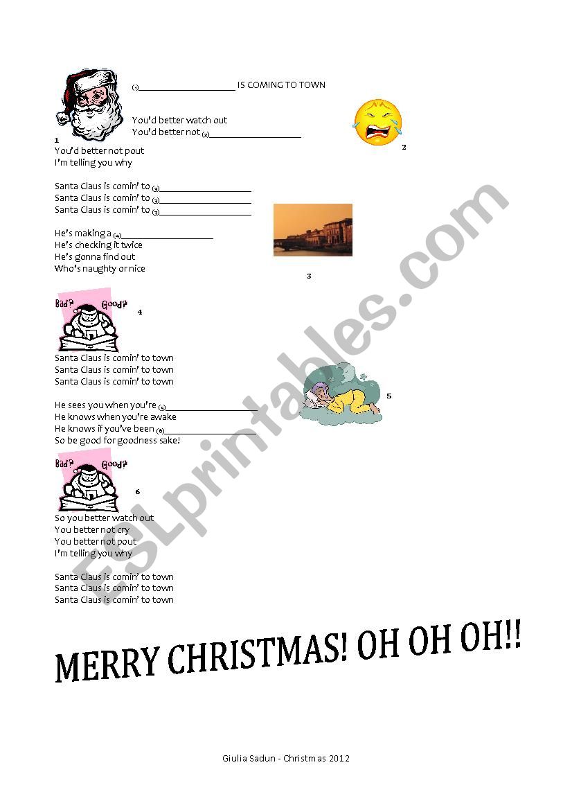 Santa Claus is coming to town worksheet