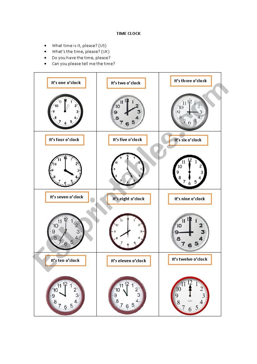 THE TIME CLOCK worksheet