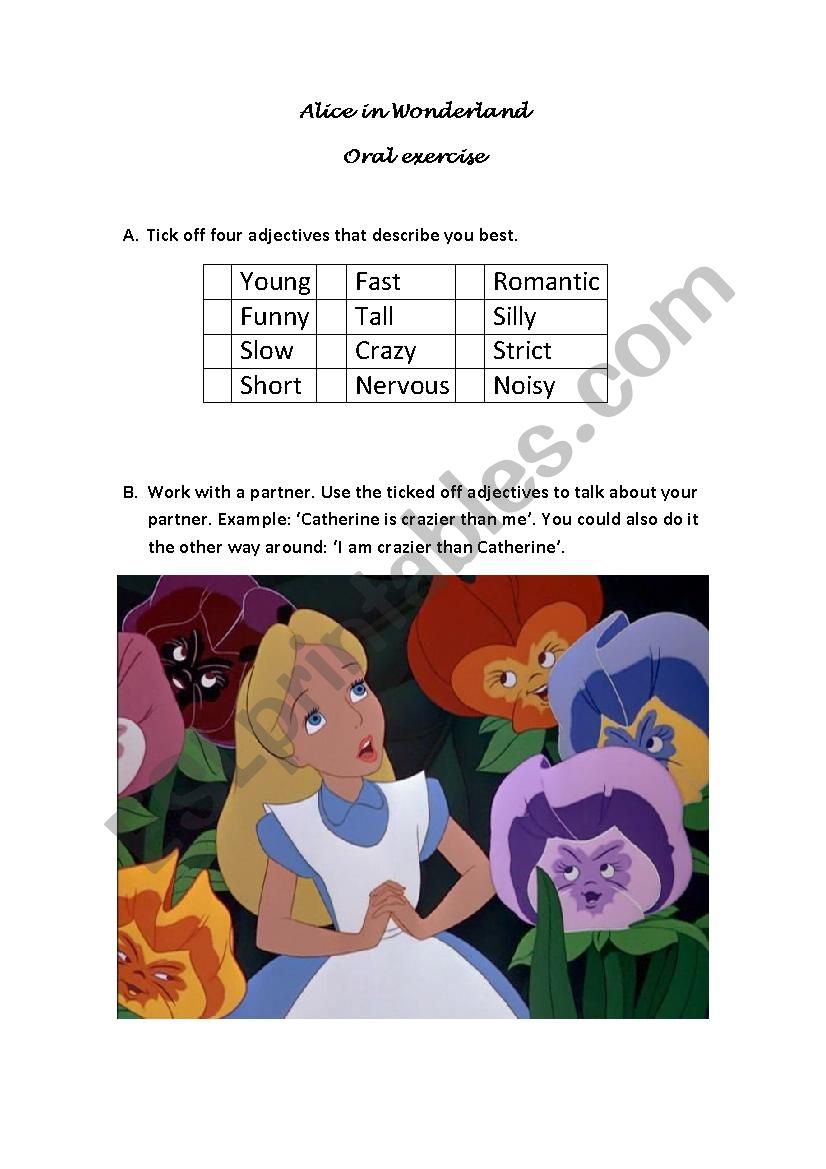 Alice in Wonderland part 5 worksheet