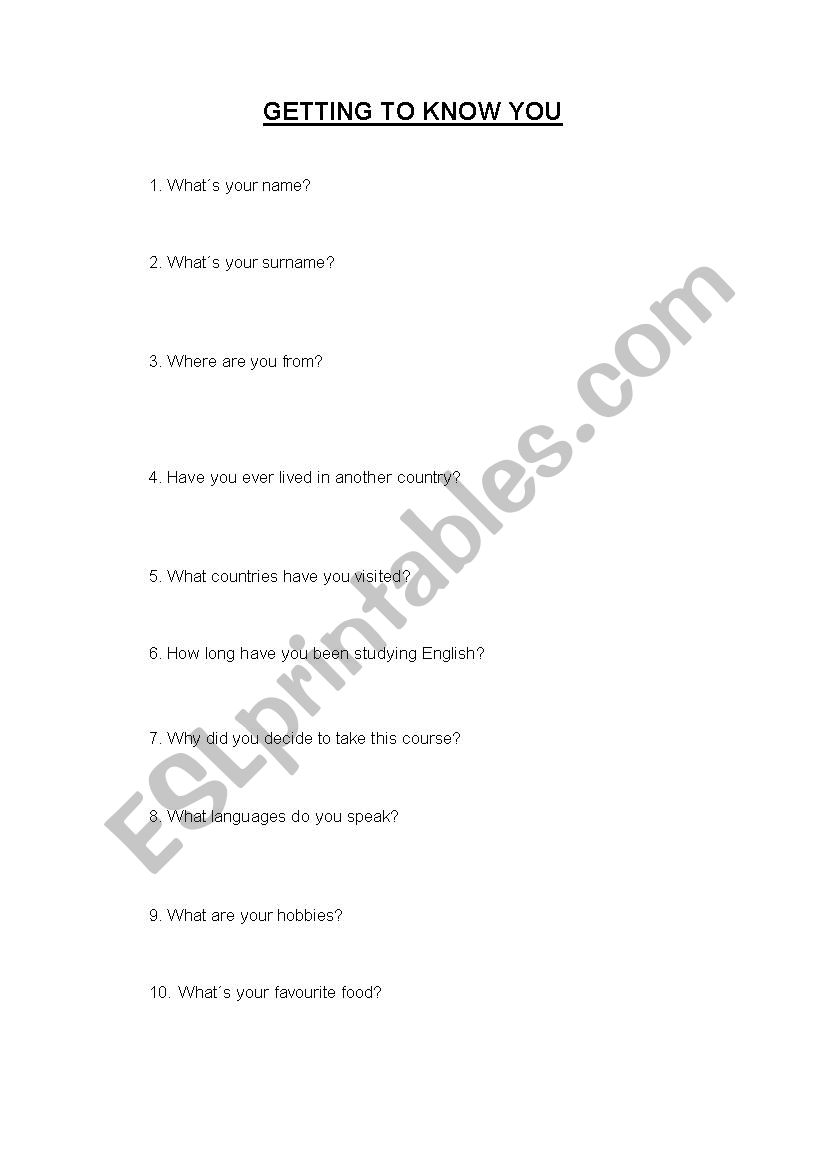 Initial interview worksheet