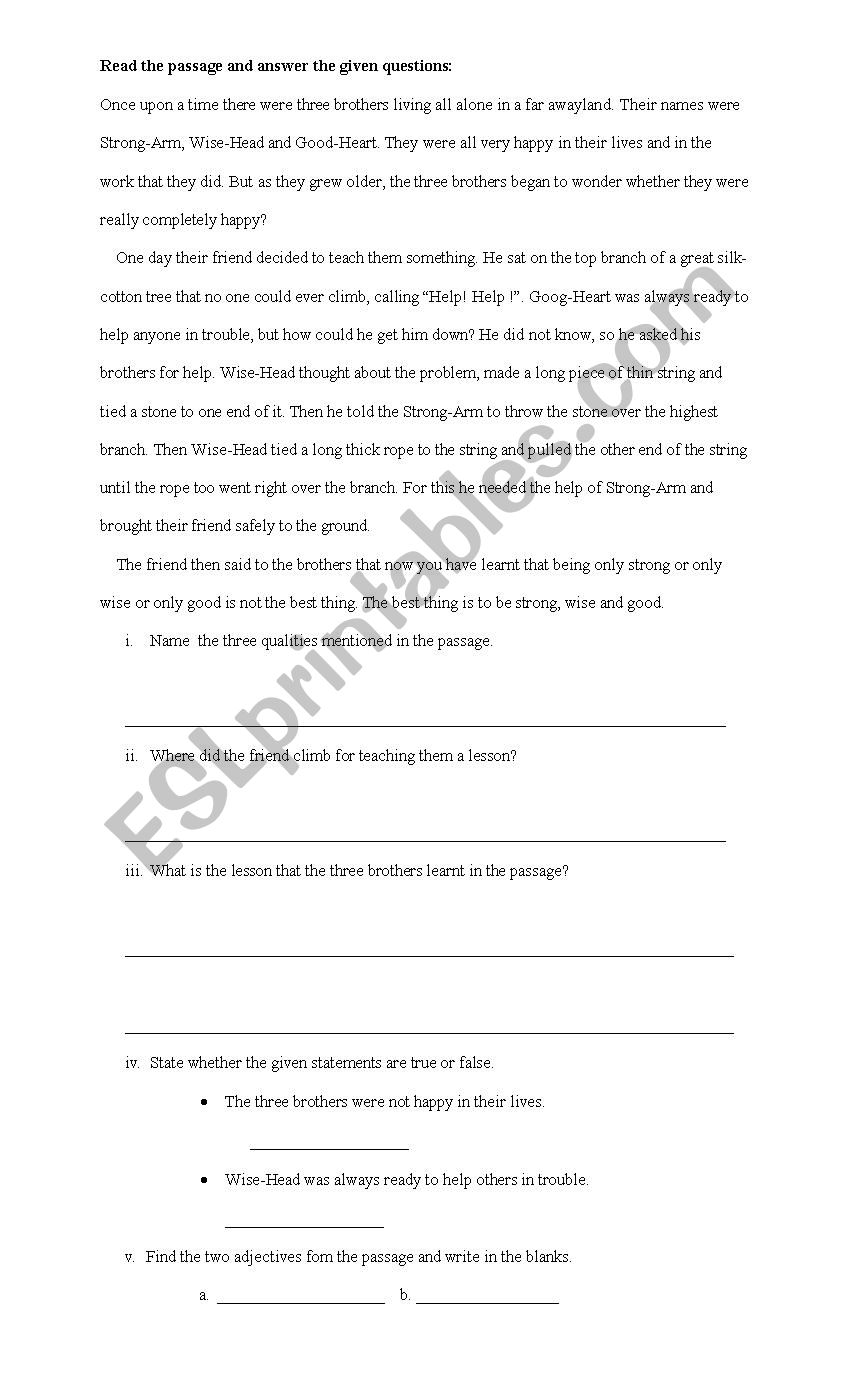 Reading Comprehensions worksheet