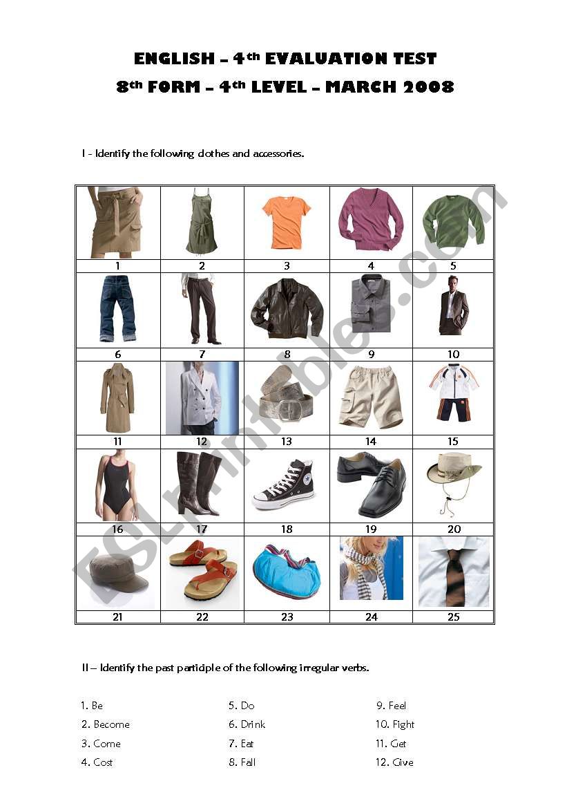 clothes worksheet