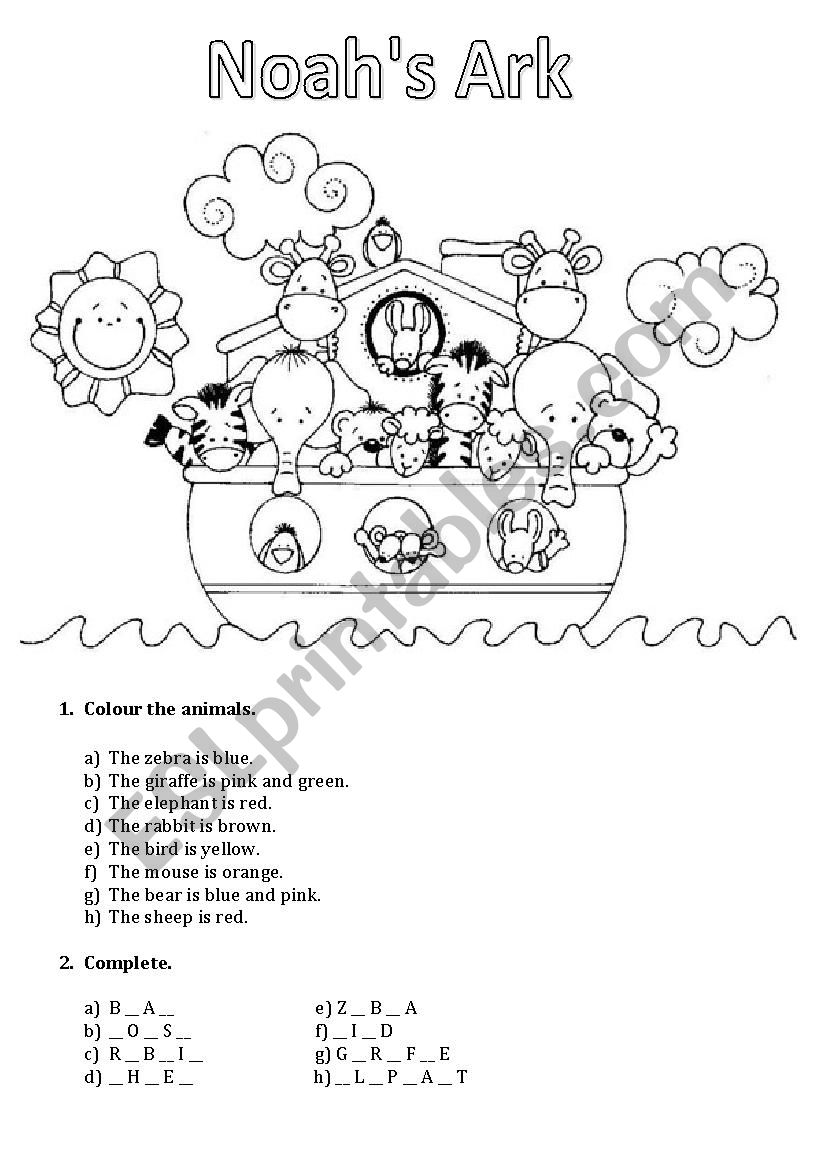 NoahÂ´s Ark worksheet