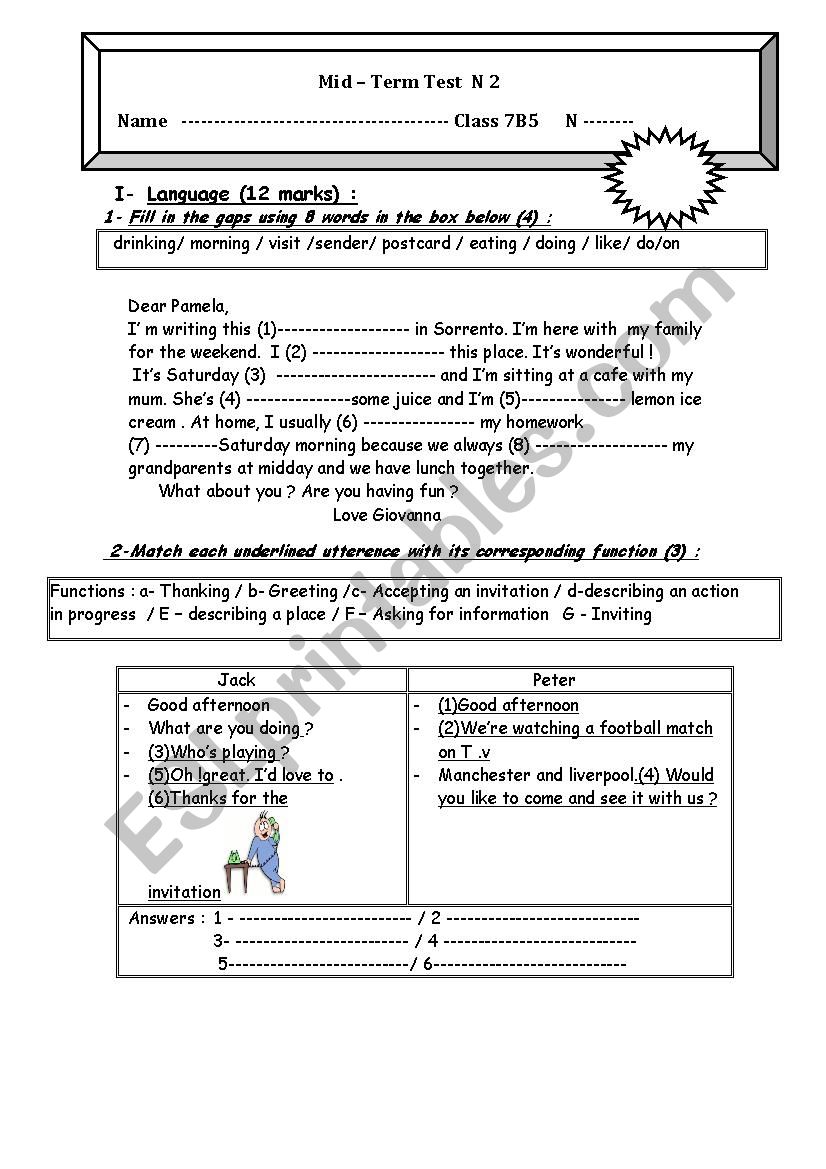  mid term test 2  worksheet