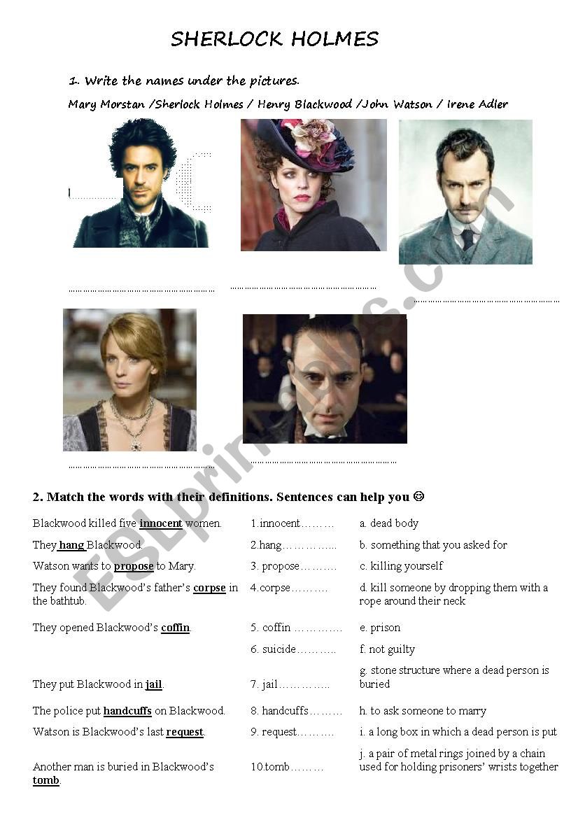 Sherlock Holmes Movie worksheet