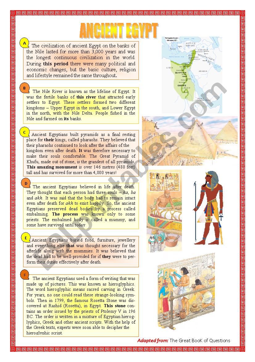 Ancient Egypt worksheet