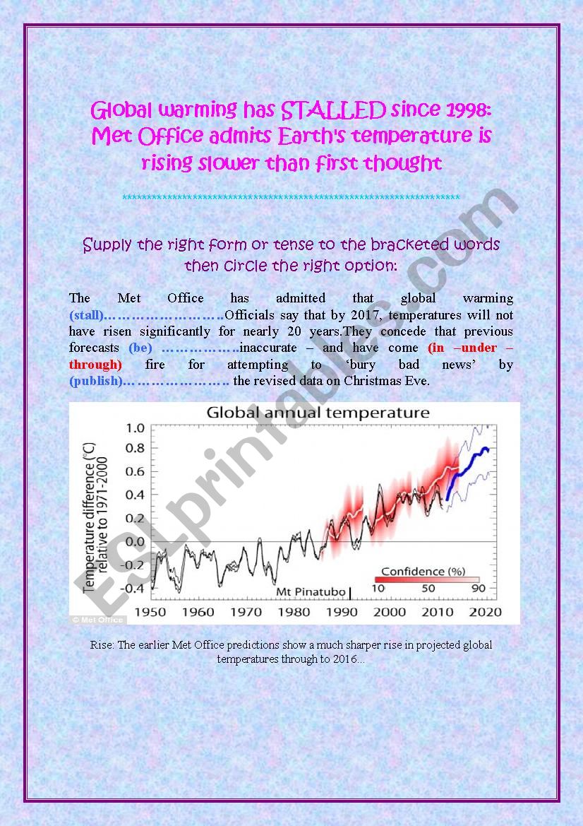 Global warming. worksheet