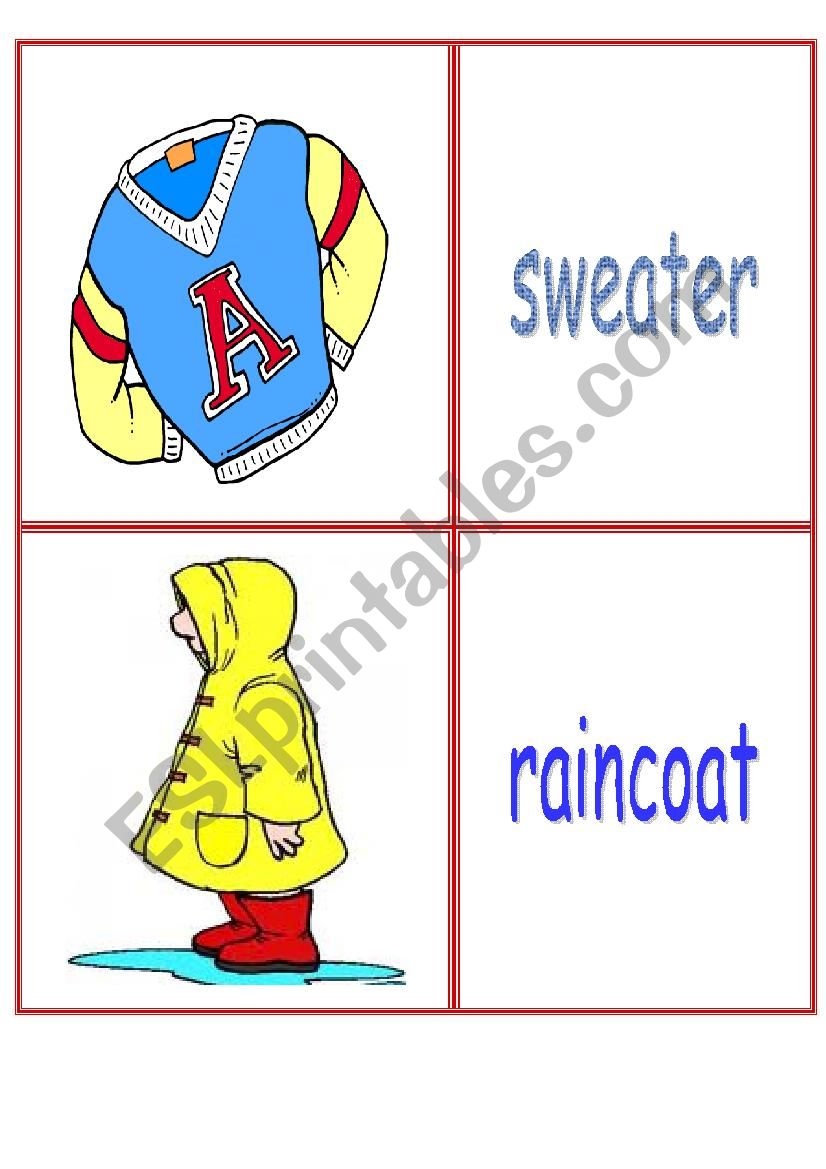 Winter clothes - flashcards worksheet