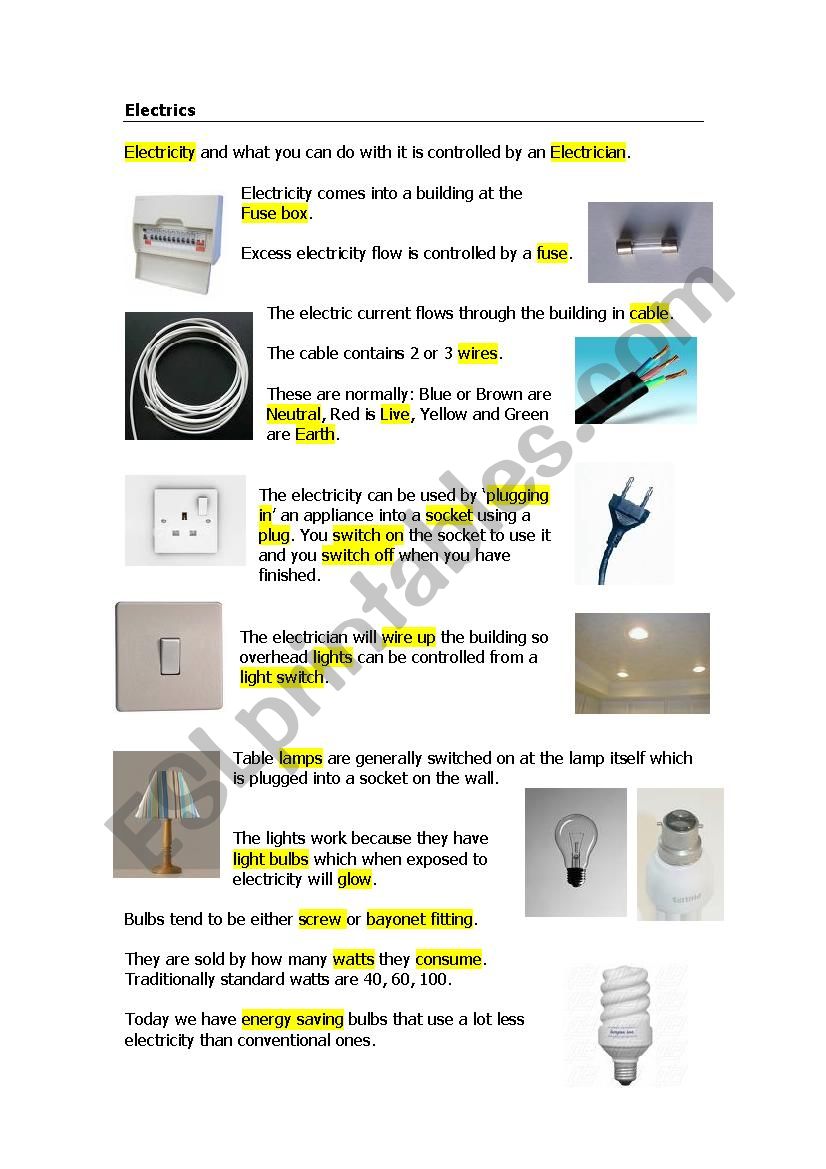 Electricity worksheet