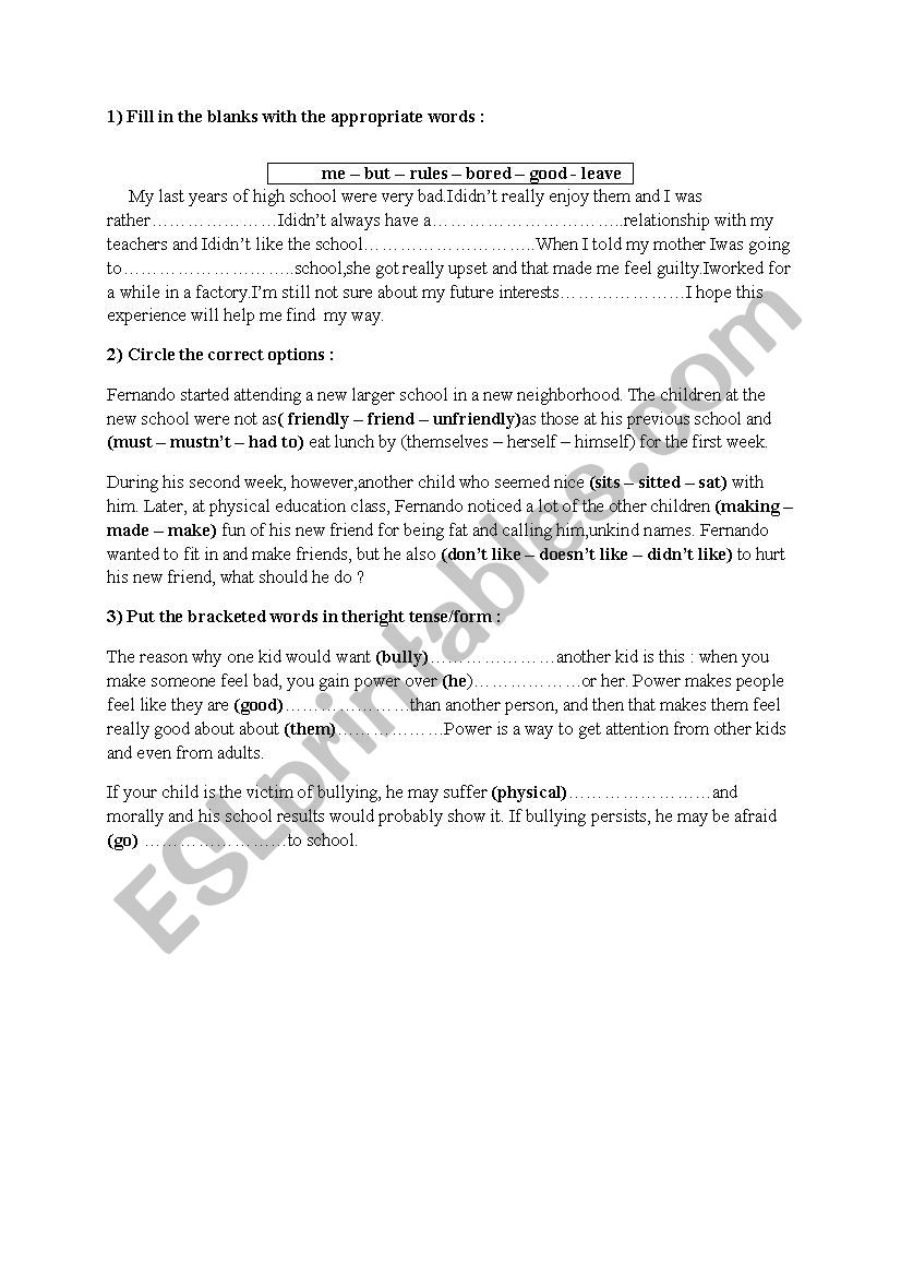 school worksheet