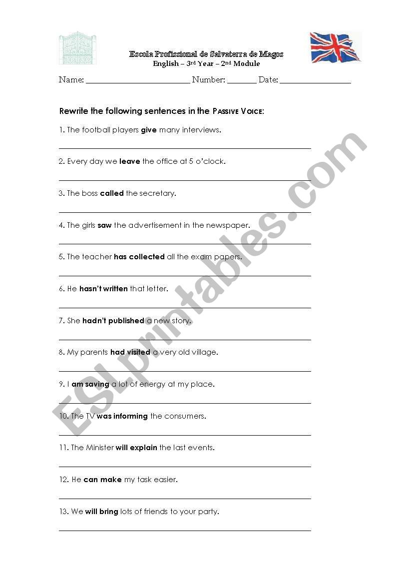 Passive Voice worksheet