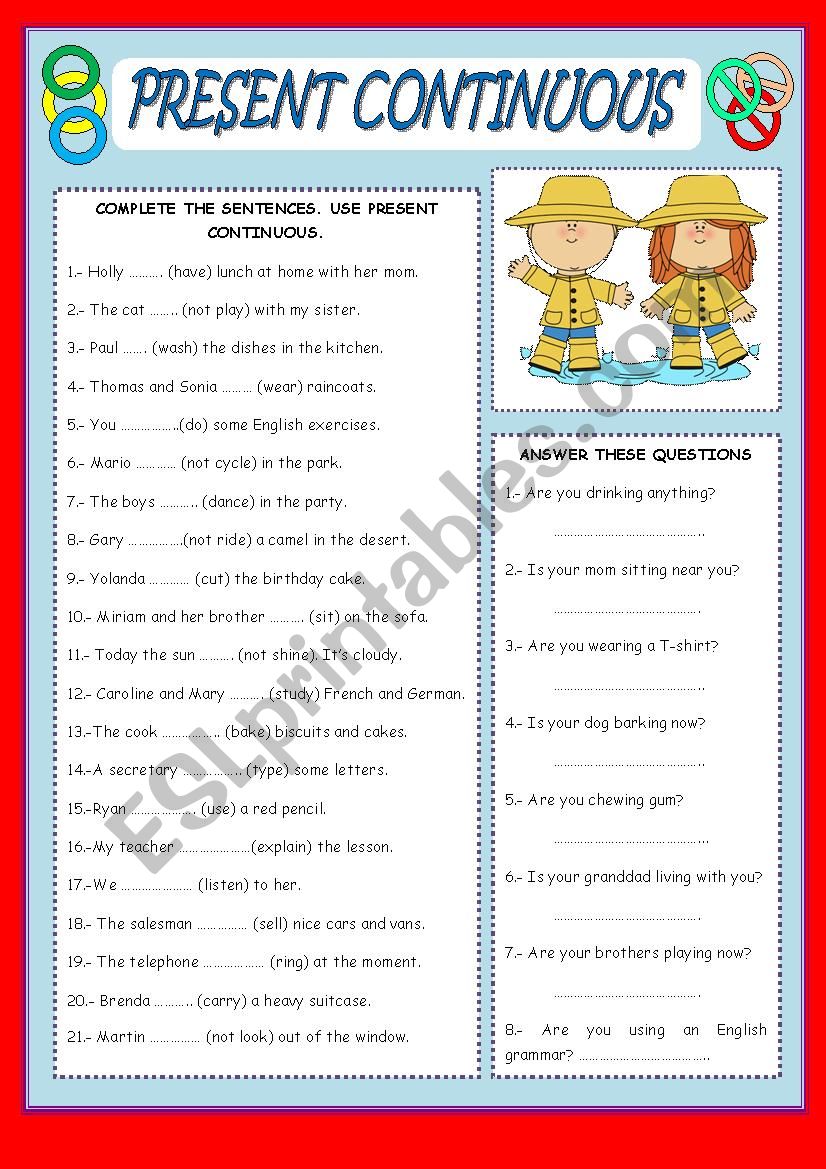 PRESENT CONTINUOUS worksheet