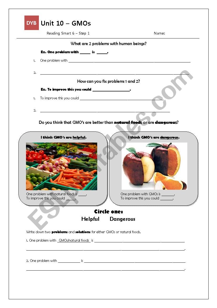 GMOs worksheet