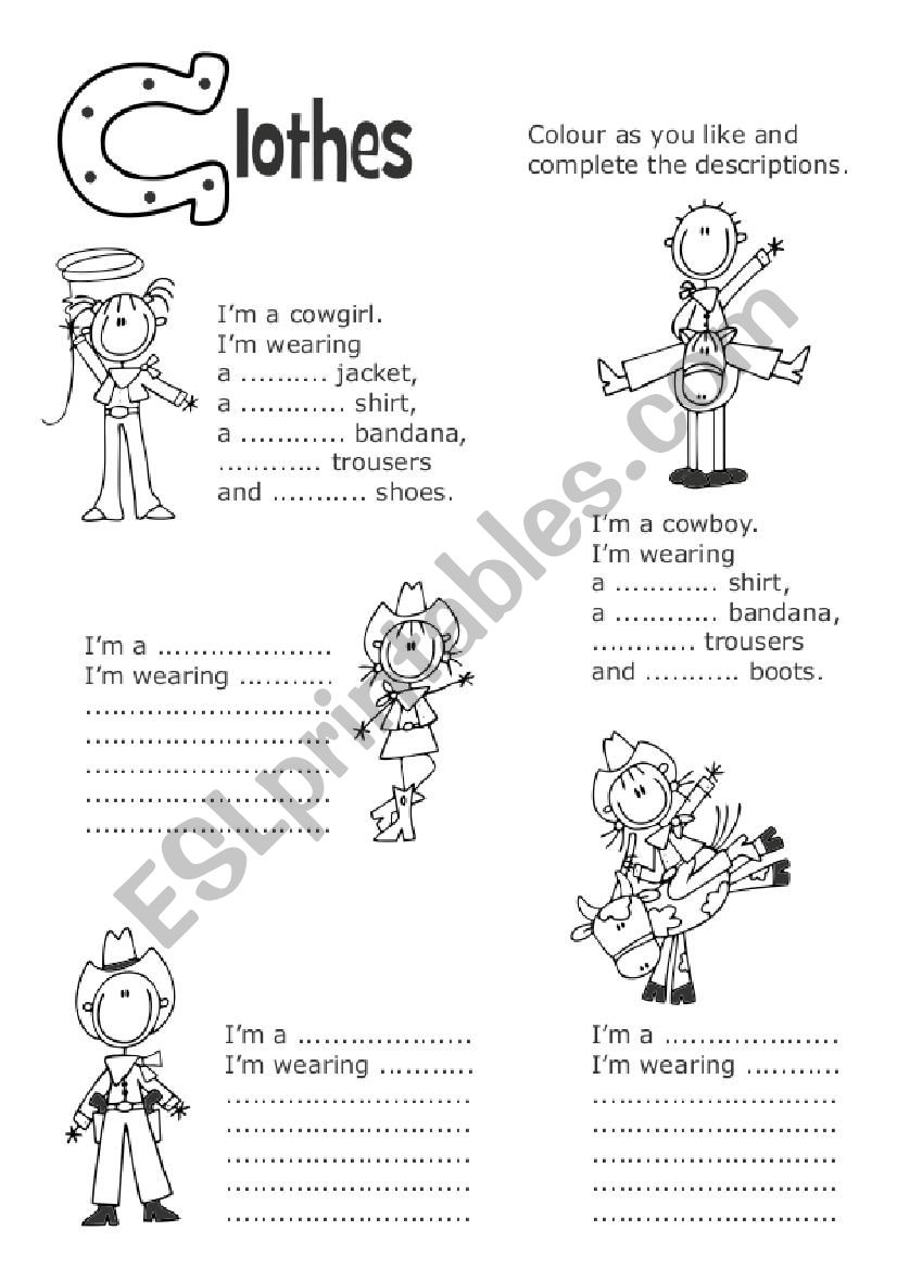 Cowboys and cowgirls worksheet