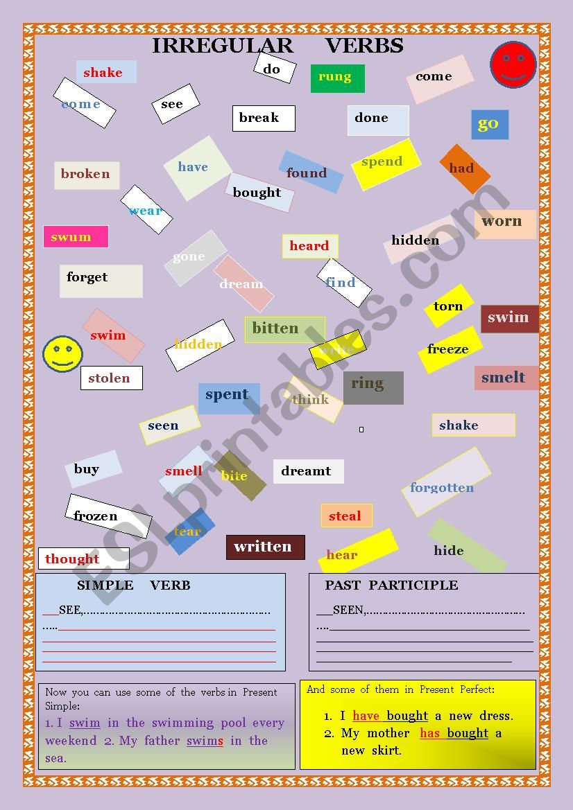 Irregular Verbs worksheet