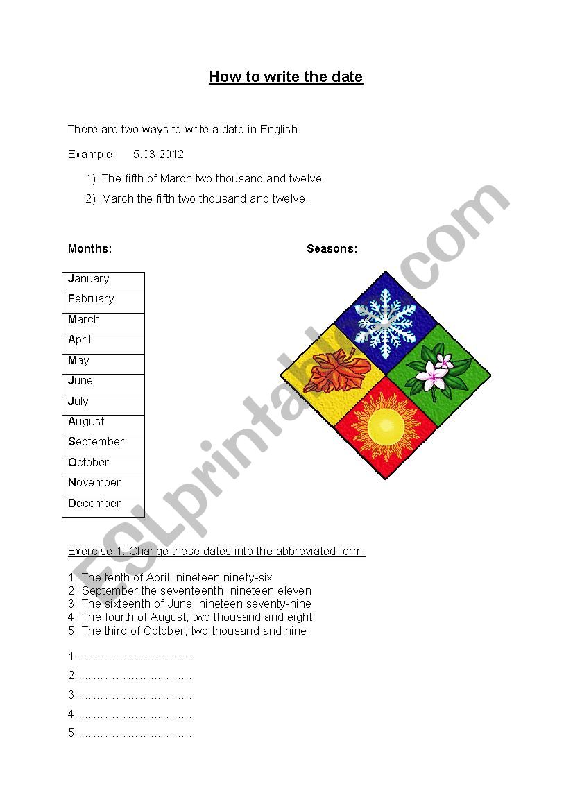 The date worksheet