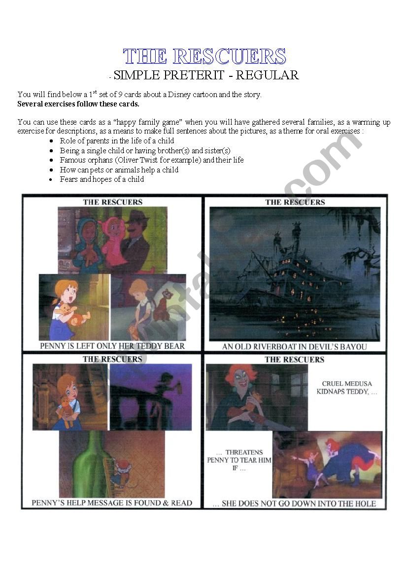 exercises with Disney : The Rescuers - REGULAR simple preterit