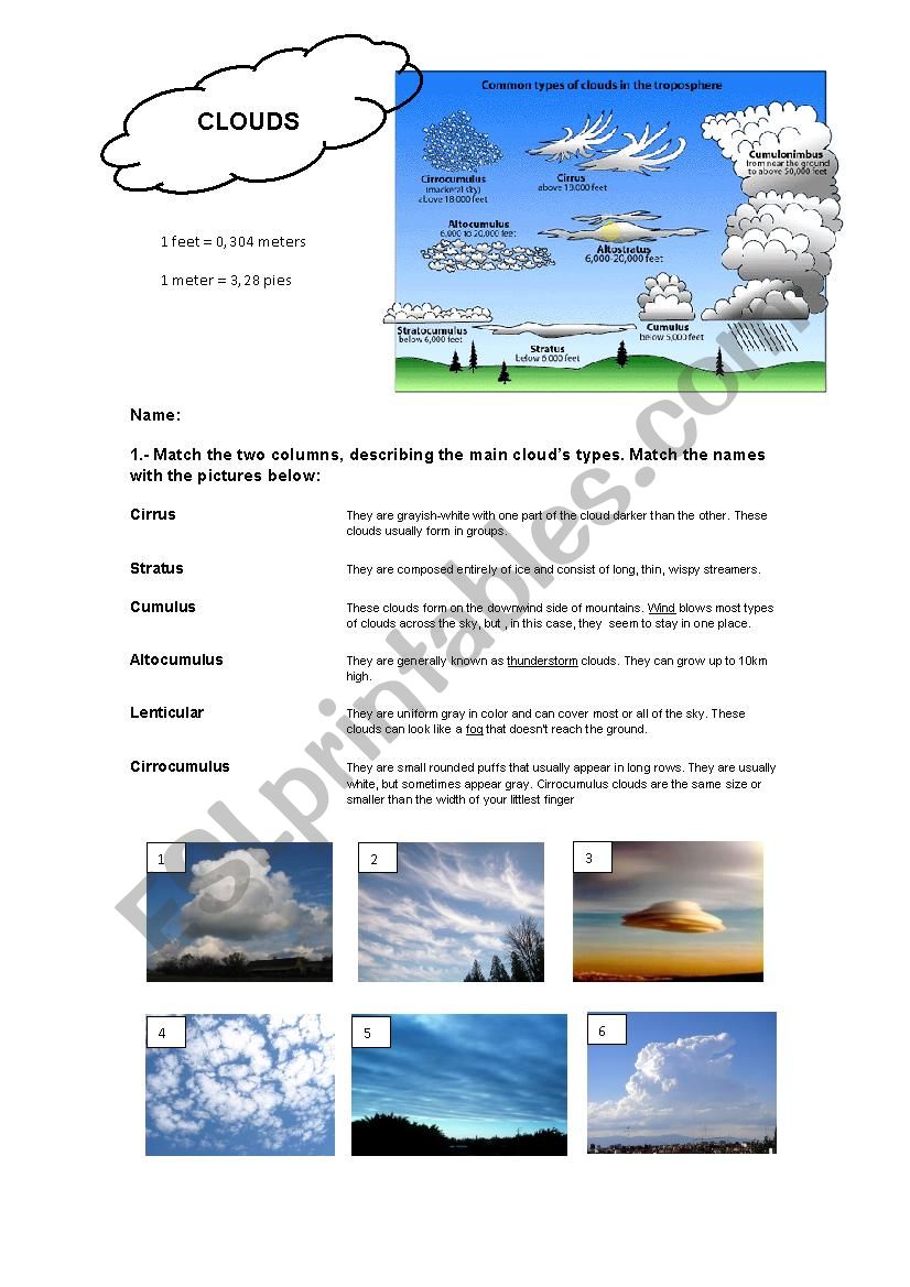 Clouds hunters worksheet