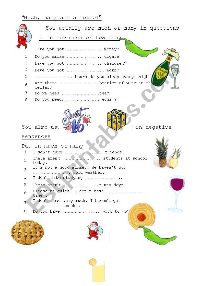 Much/Many, A Lot Of - ProProfs Quiz