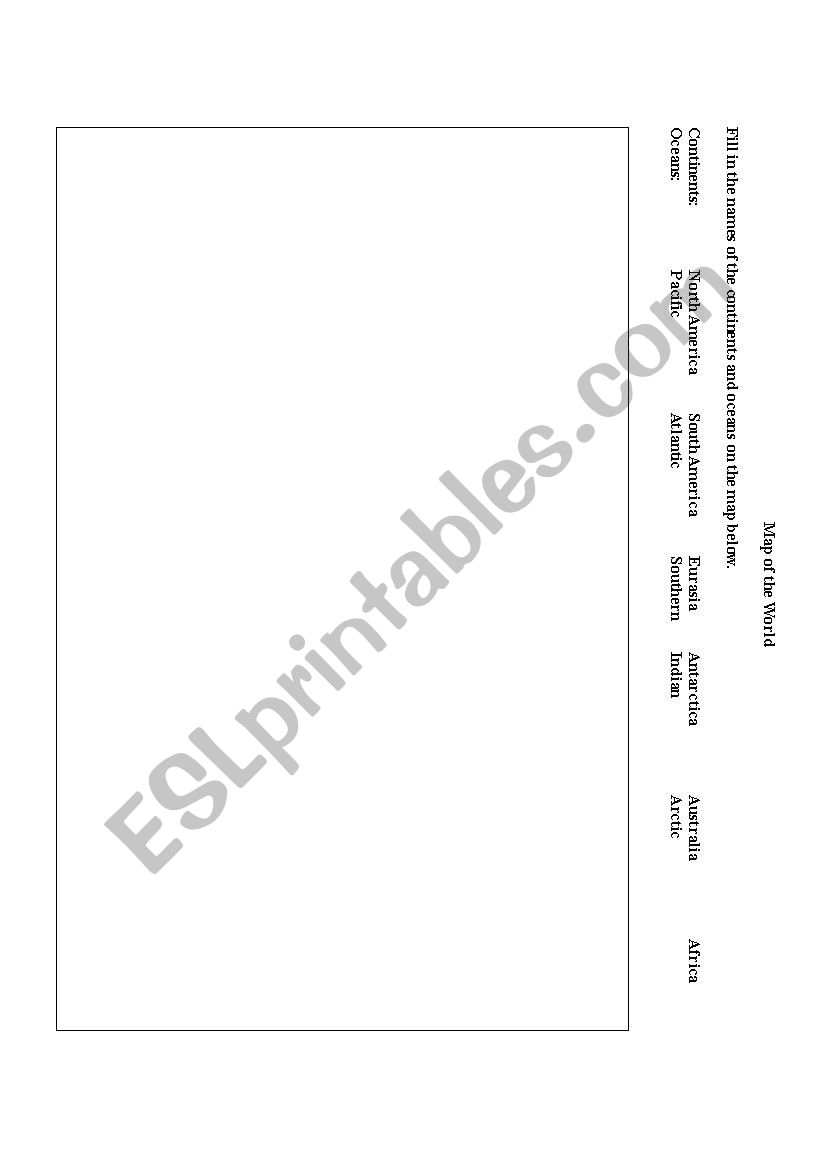 Worksheet - Blank Map of the World