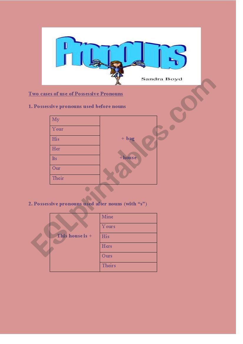 Pronouns worksheet