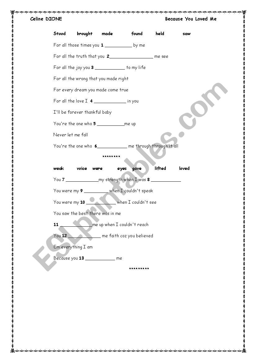 Song worksheet