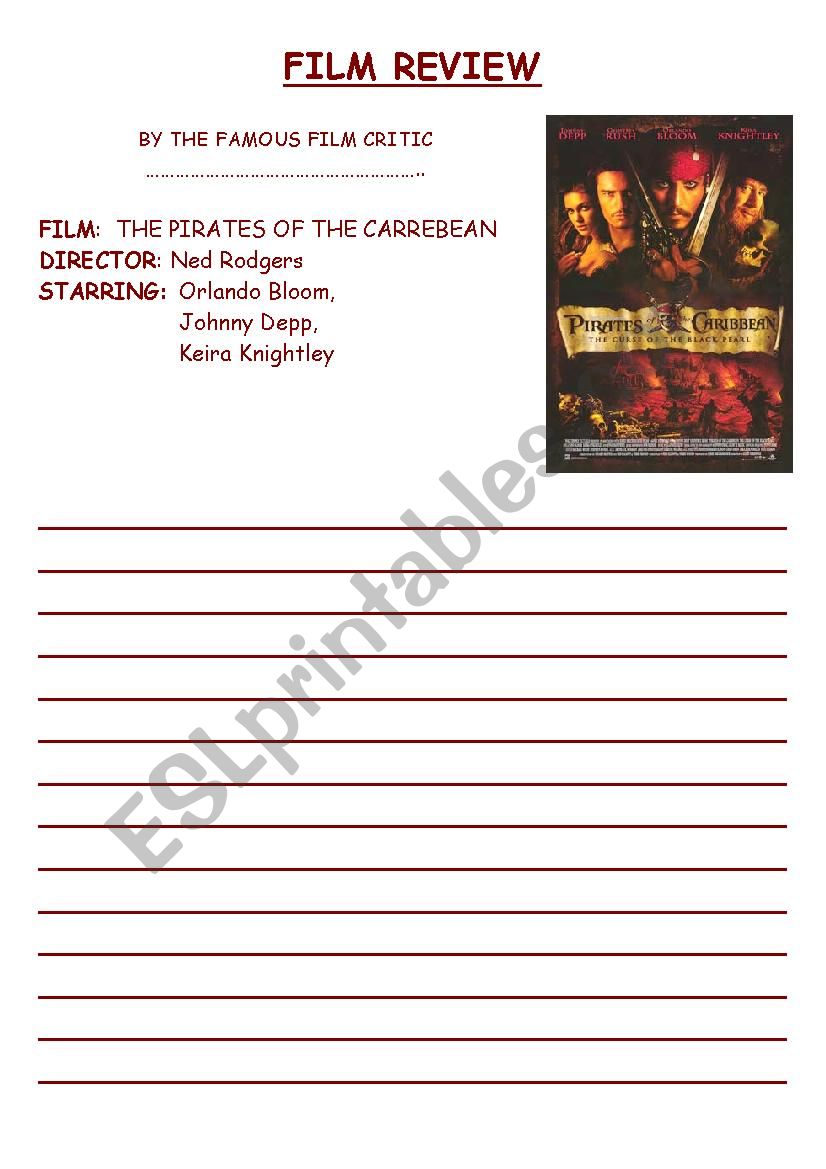 THE PIRATES OF THE CARREBEAN worksheet