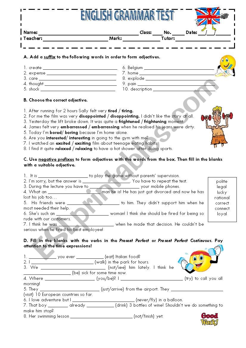 GRAMMAR TEST worksheet