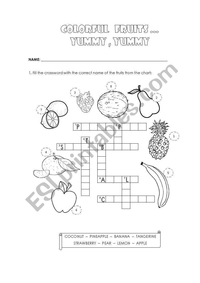 Colourful Fruits worksheet