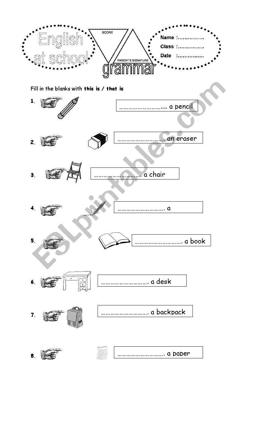 things in the class worksheet