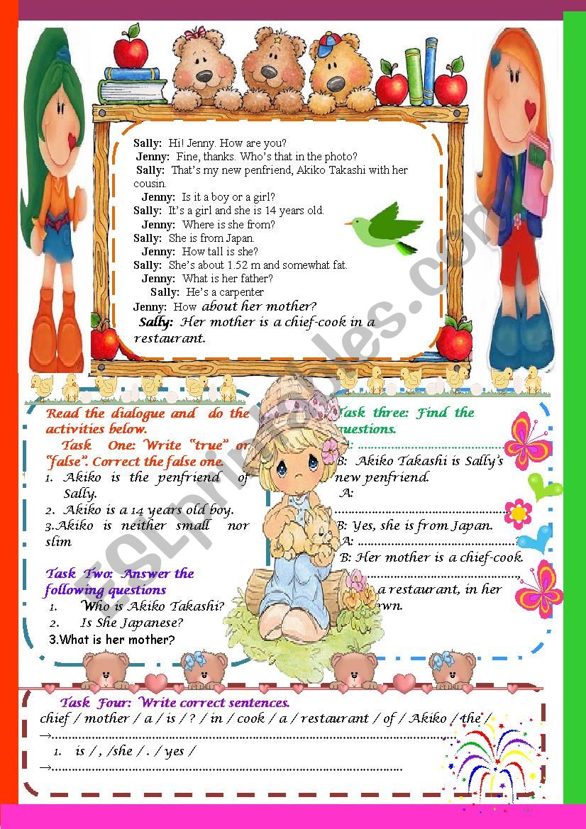 Sallys penfriend worksheet