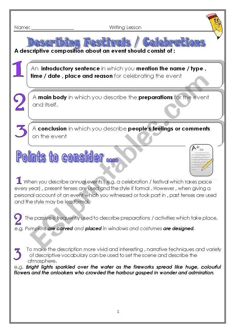 How to write an essay describing a festival / a celebration 