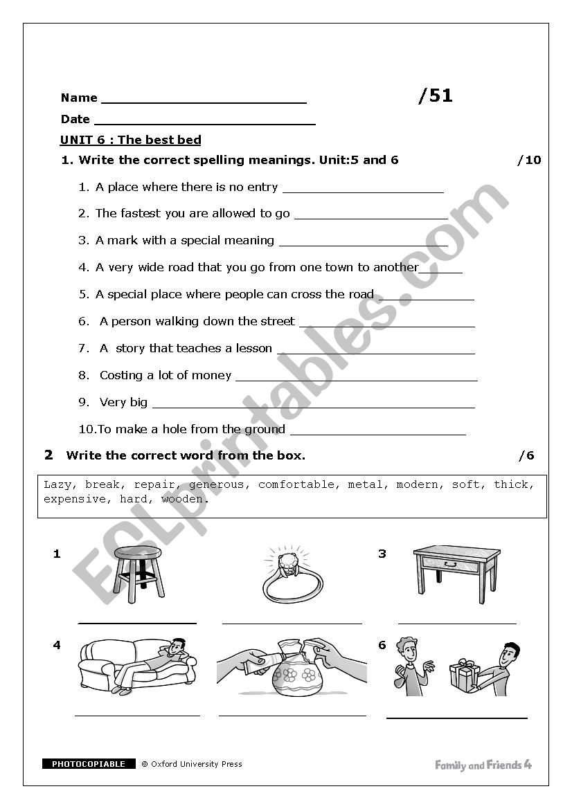 Year 4 exam/ worksheet worksheet