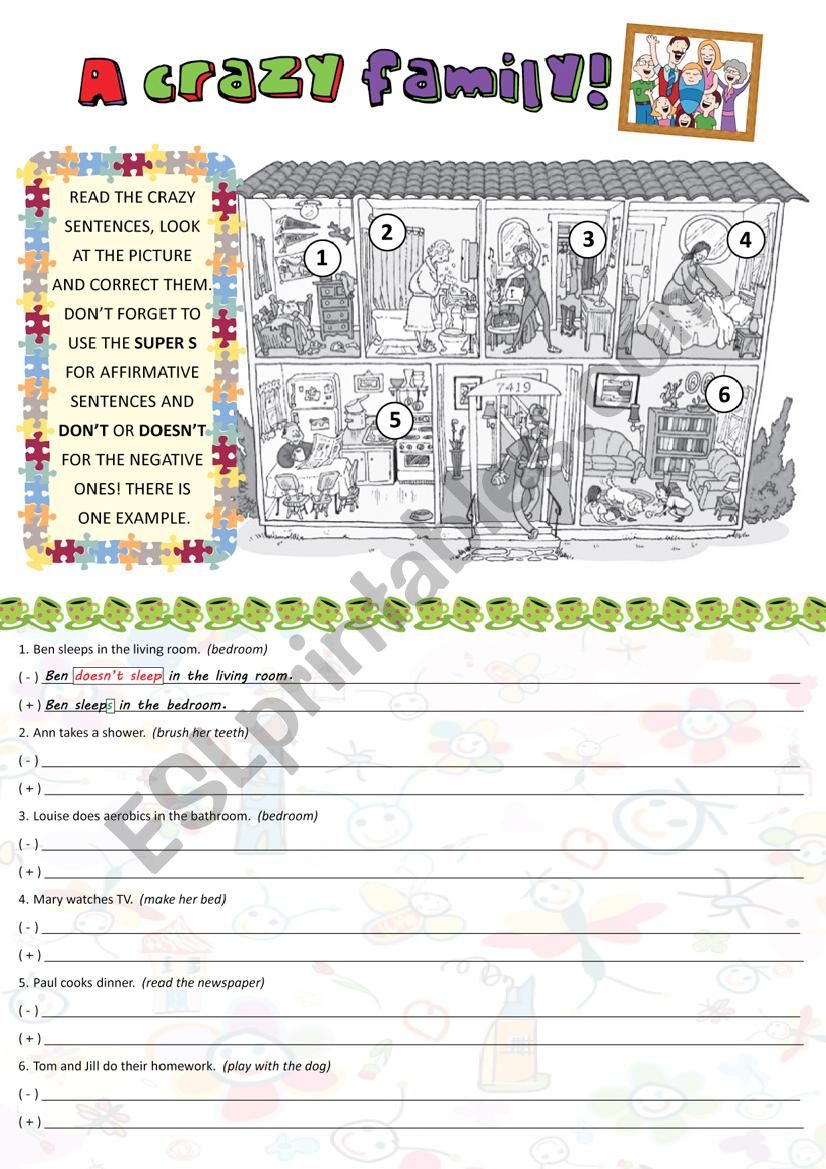 A crazy family! worksheet