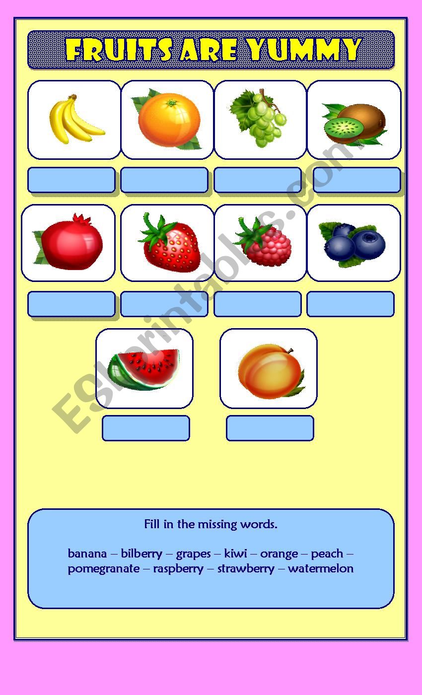 Fruits are Yummy (1) worksheet