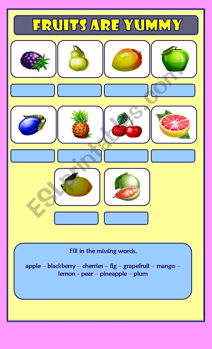 Fruits are Yummy (2) worksheet