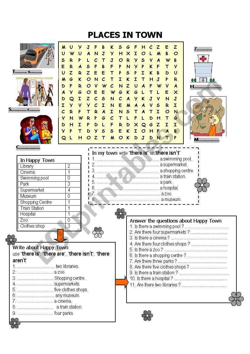 Places in Town worksheet