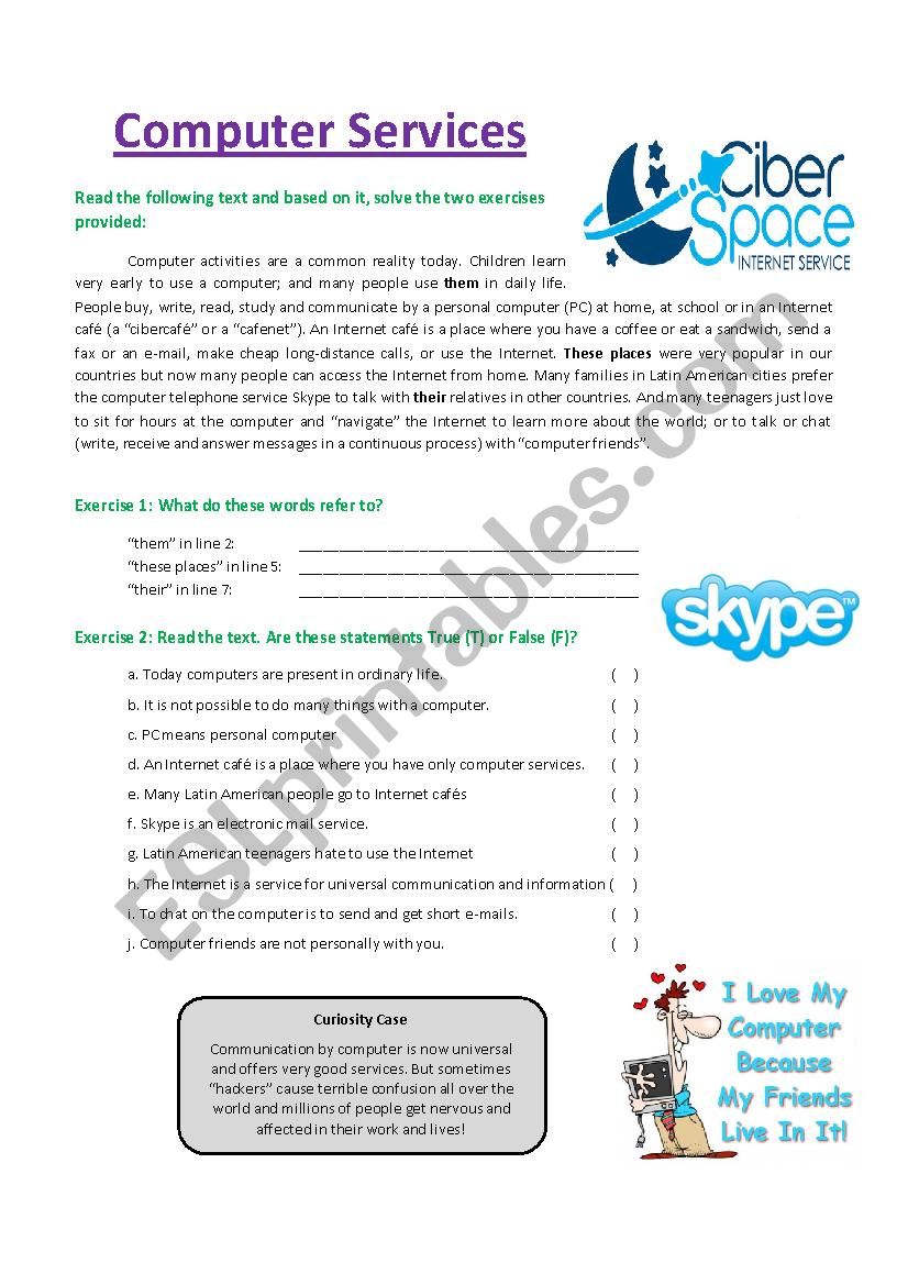 Computer Services worksheet