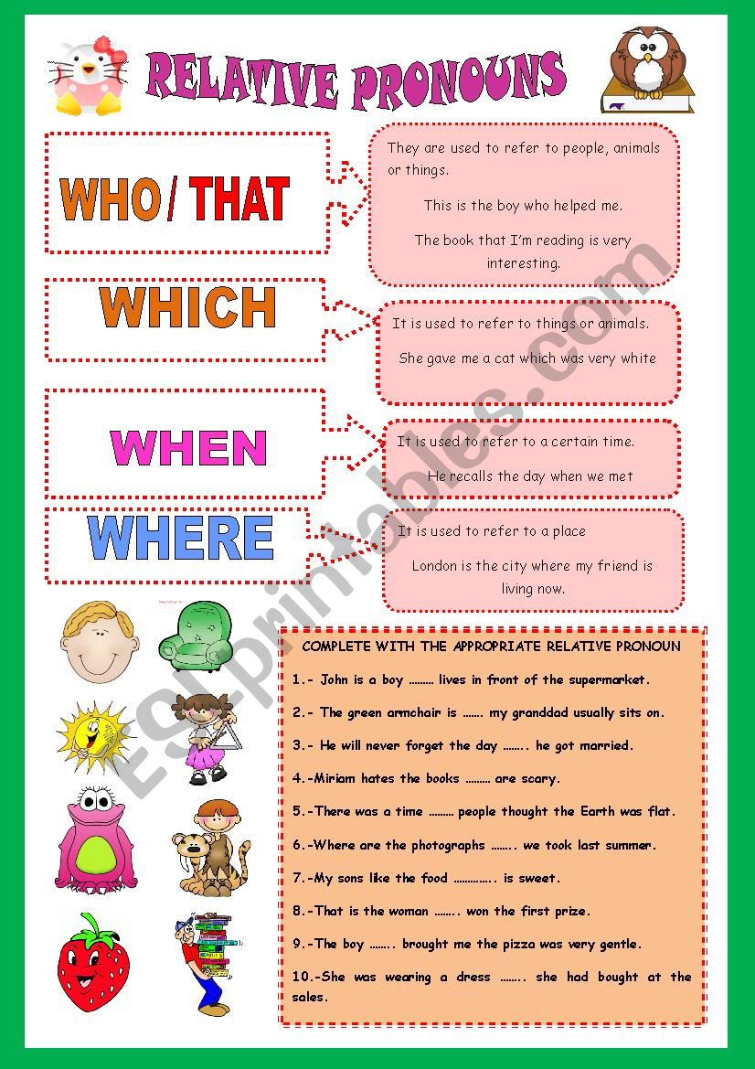 RELATIVE PRONOUNS worksheet